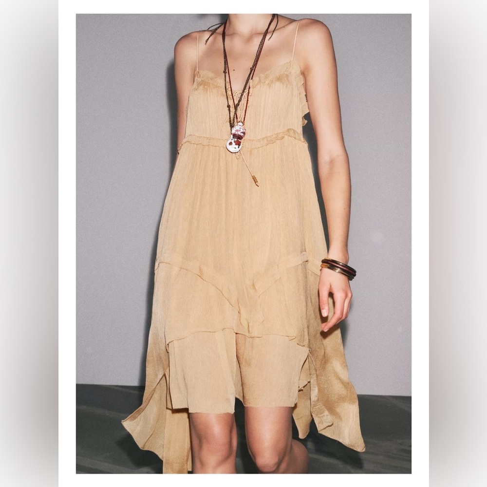 🔥NWT. ZW Collection Asymmetrical Ruffled Dress. Size M - Picture 2 of 16
